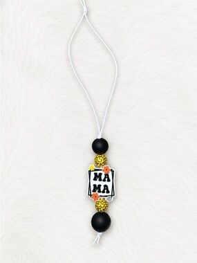 Mama Car Charm with Black, Gold & Orange Accents